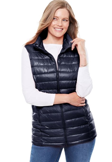 navy blue puffer vest women's.